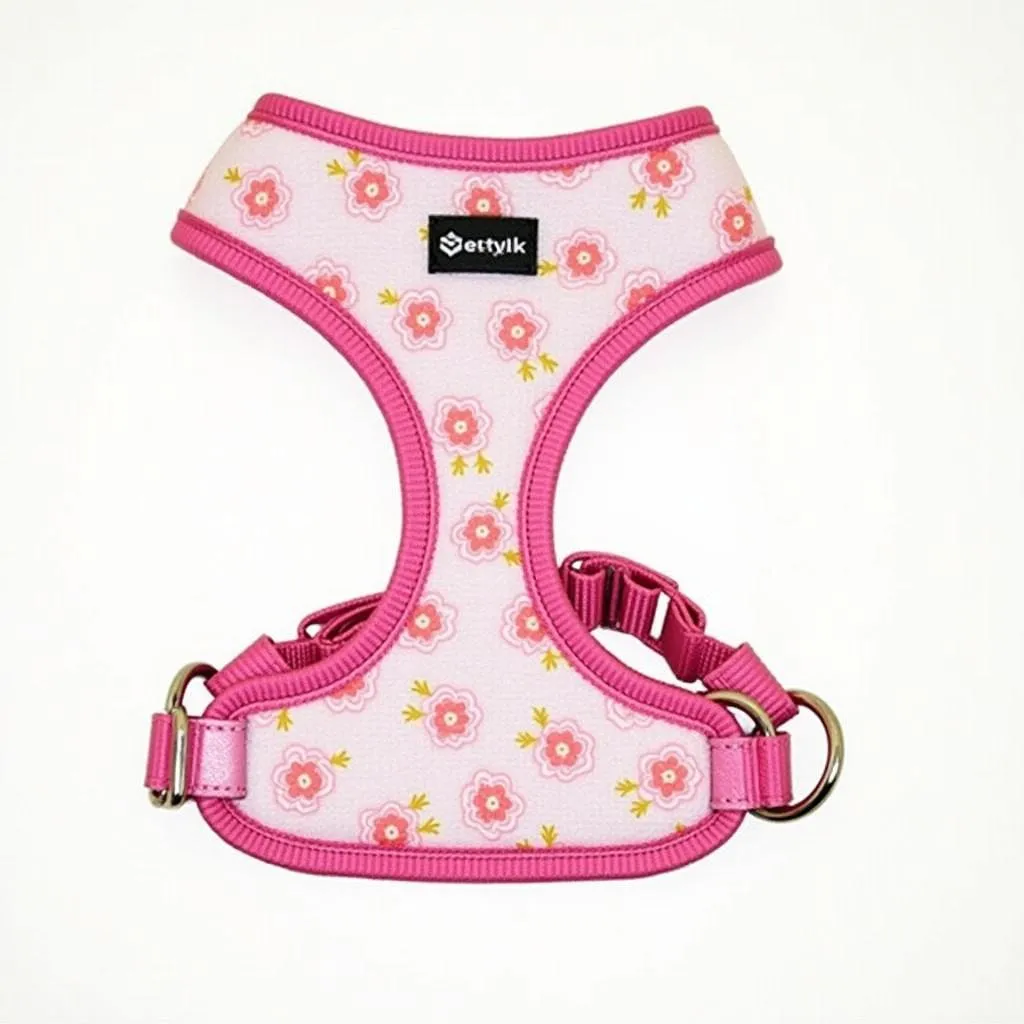 Pink Dog Harness with Flower Design