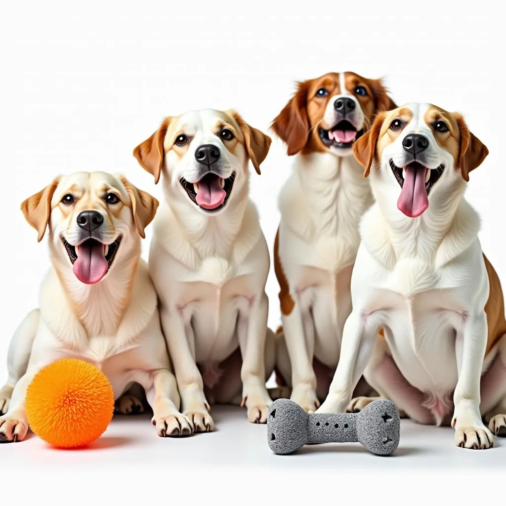 Happy Dogs Playing with Promotional Dog Toys