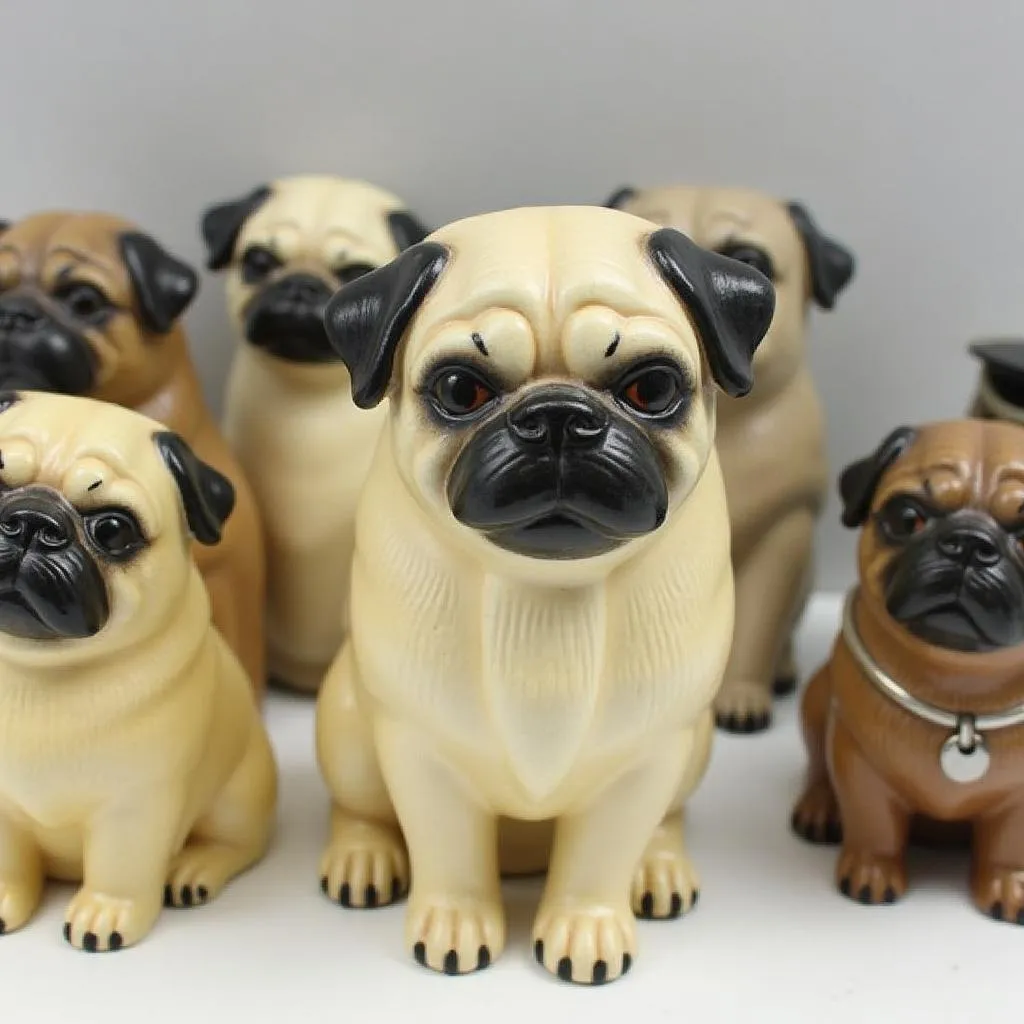 Pug dog figurines come in a variety of styles, from classic to modern.