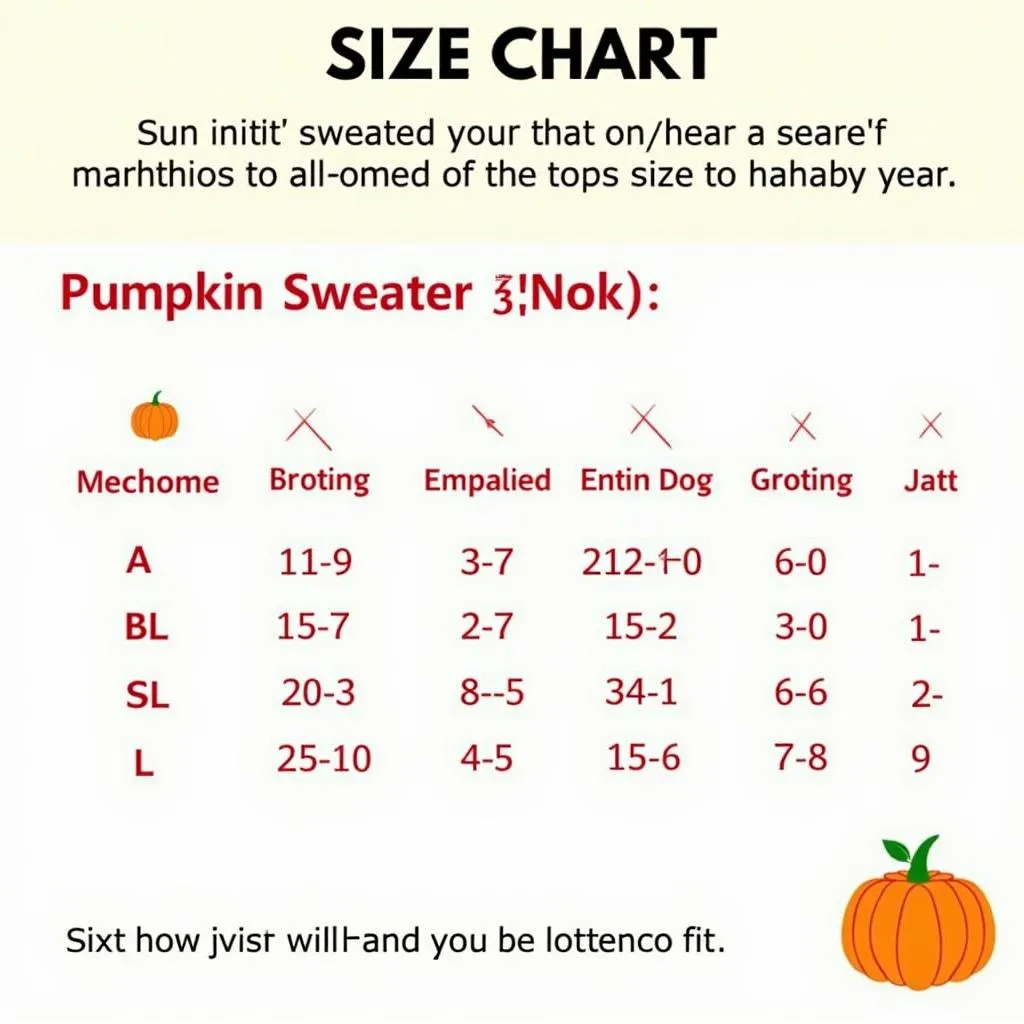 Pumpkin sweater size chart for dogs