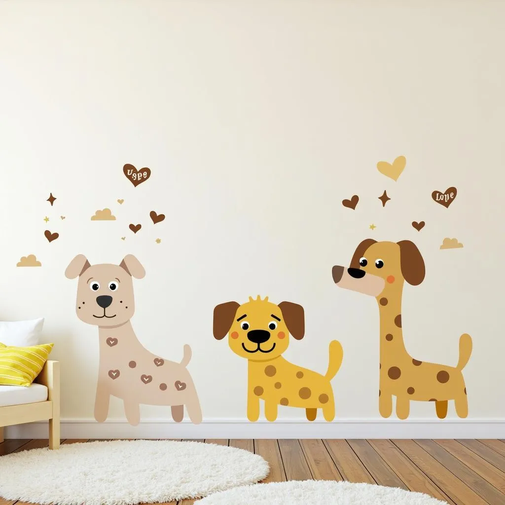 Cute puppy dog wall stickers for kids room