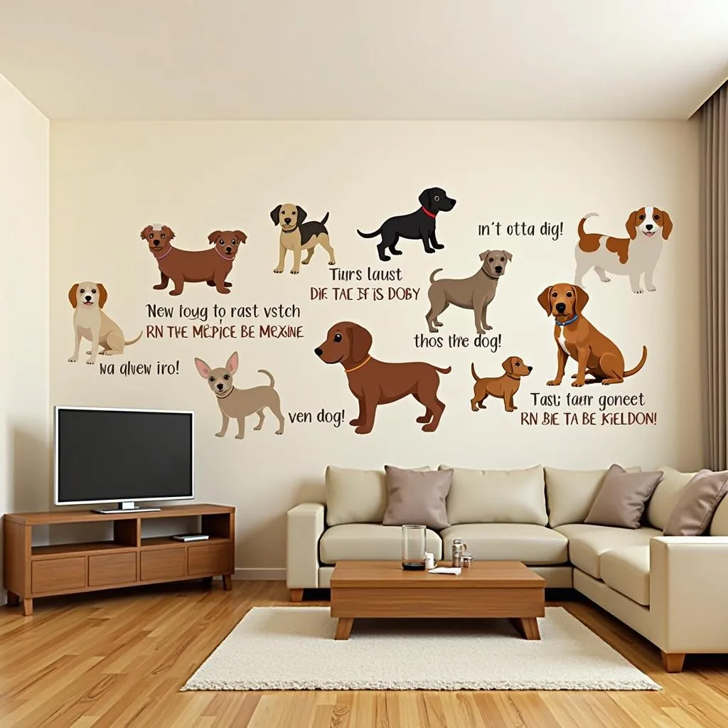 Puppy dog wall stickers for a welcoming living room