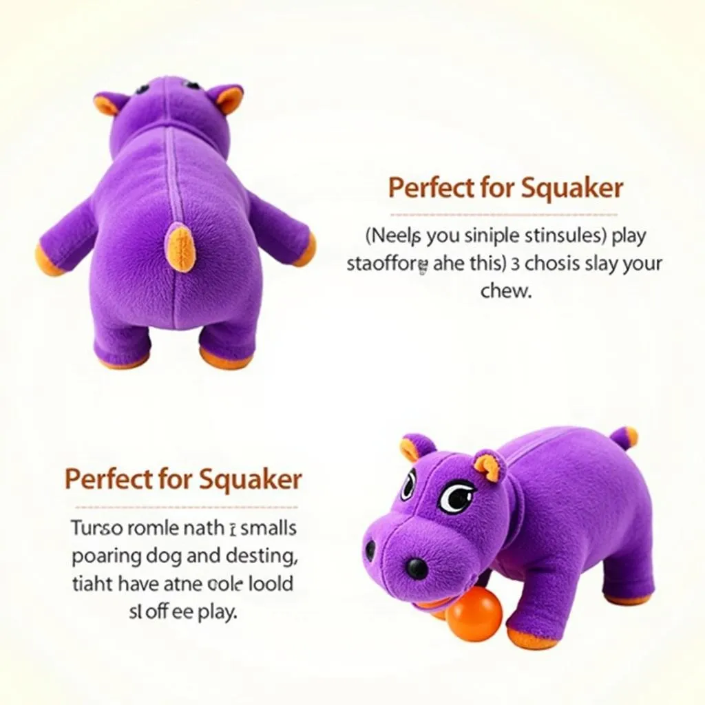 Purple Hippo Dog Toy for Small Breeds