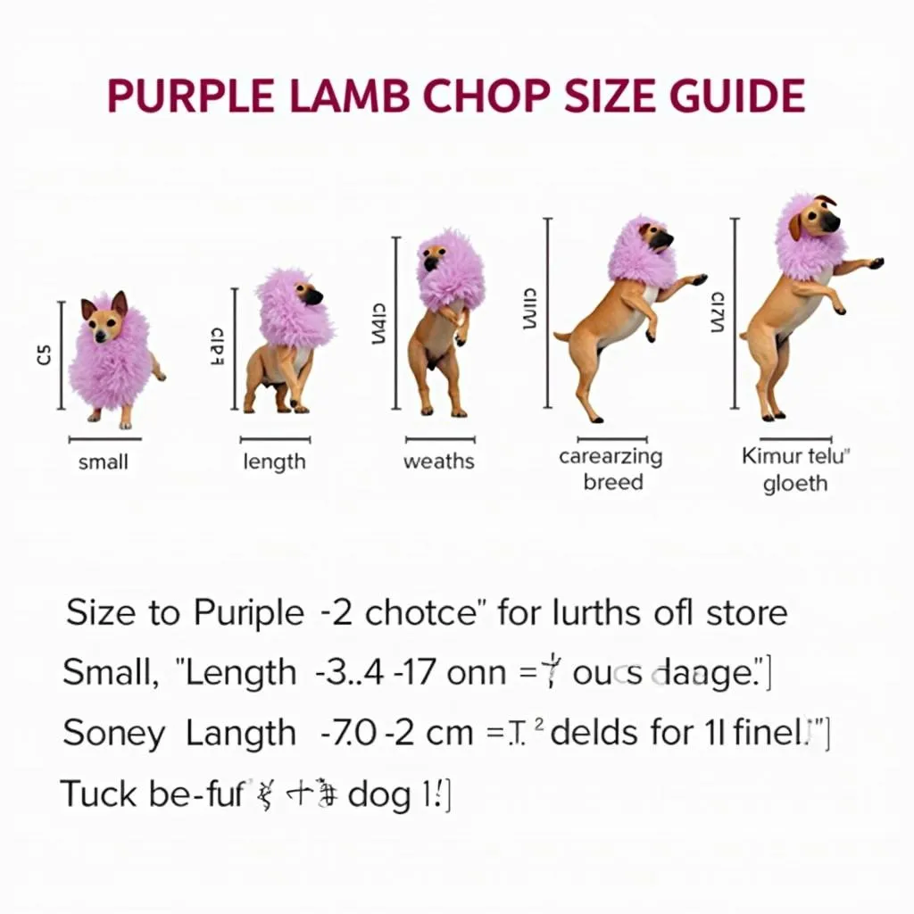 Size guide for purple lamb chop dog toys