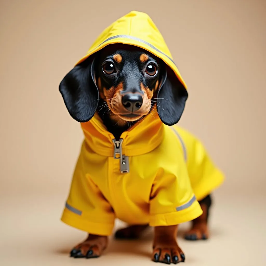 Waterproof raincoat for mini dachshund