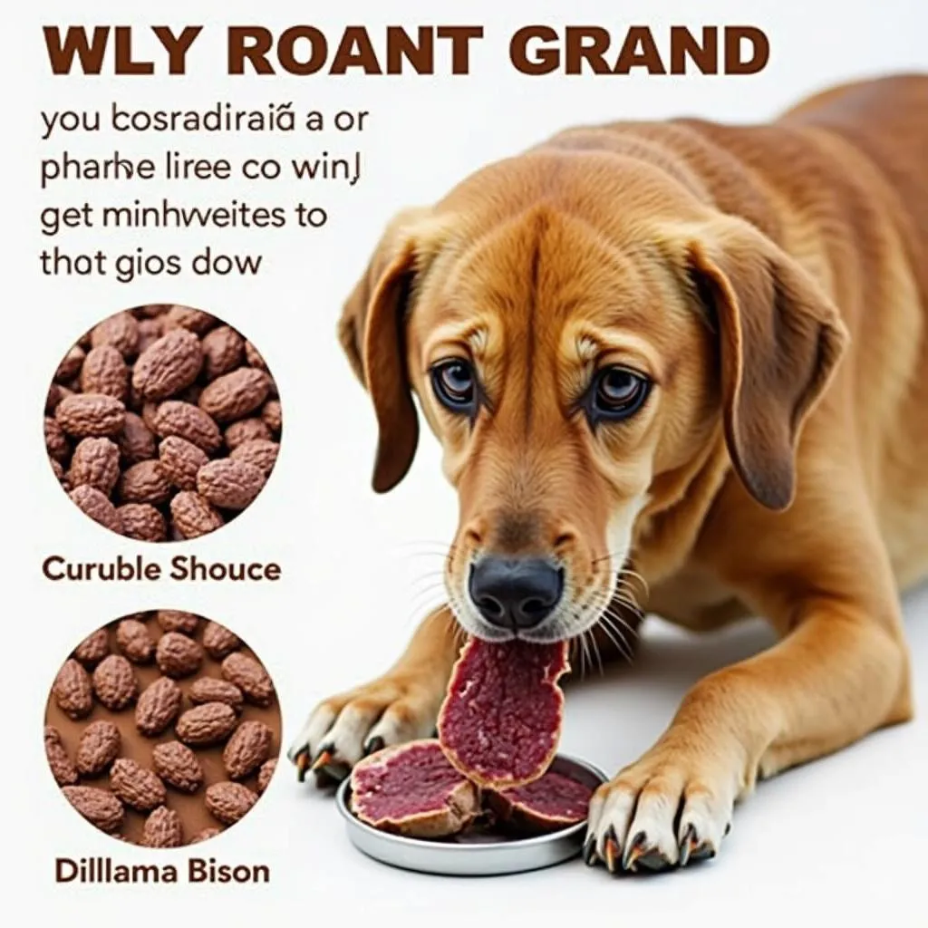 Healthy dog eating raw bison dog food from a bowl