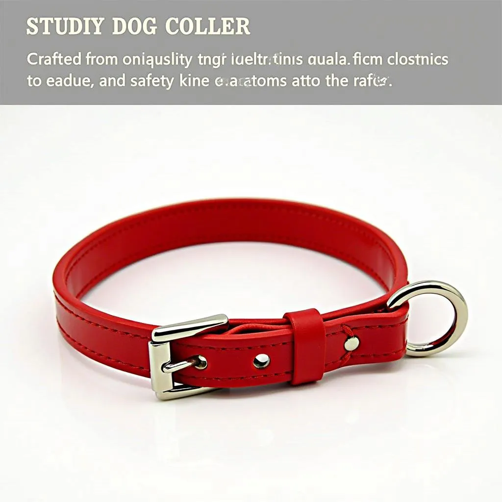 Red leather dog collar for large breeds