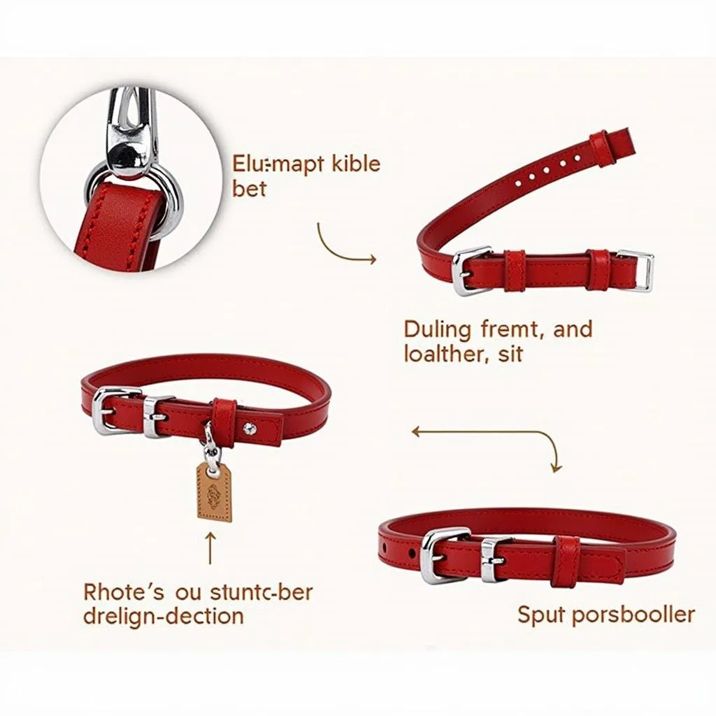 Red leather dog collar for small dogs