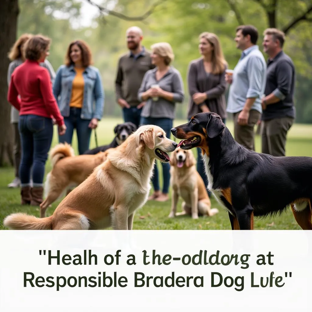 Responsible dog breeding group meeting with various breeds