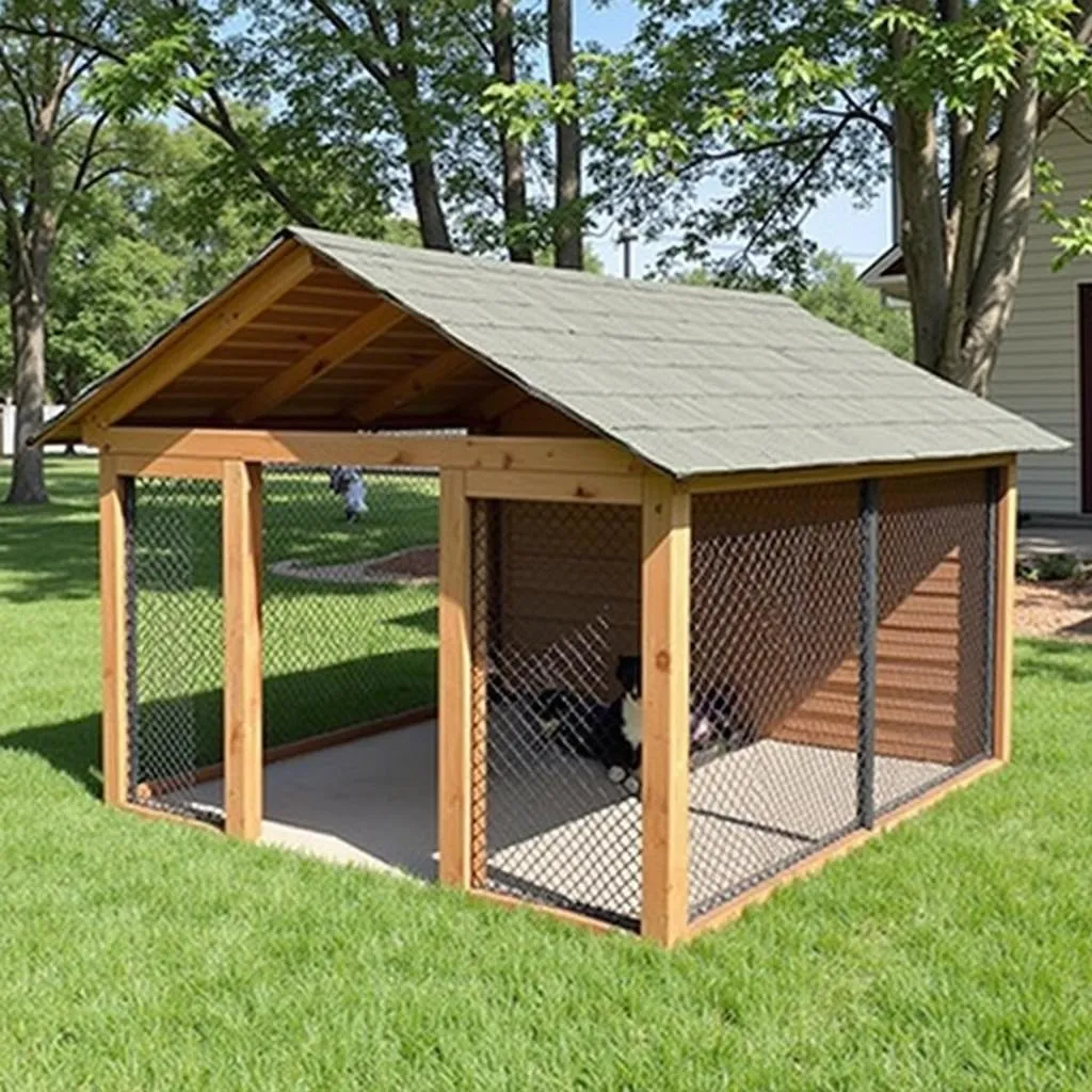 Roofed Dog Kennel for Outdoor Shelter