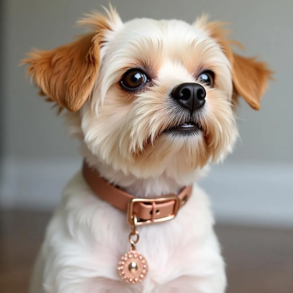 Rose gold dog collar for small dog breeds