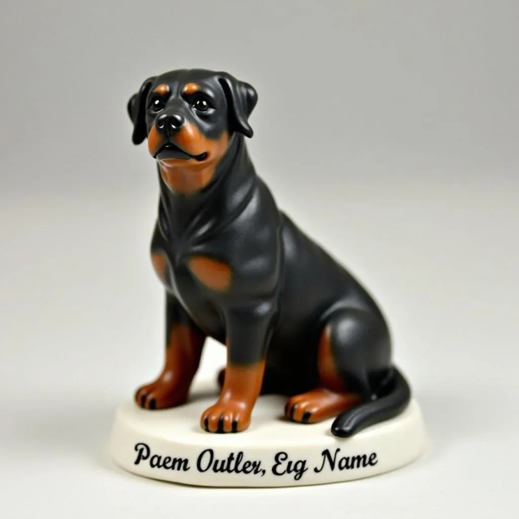 Personalized Rottweiler Dog Figurine with Name Tag