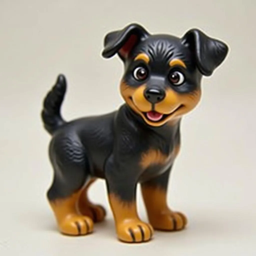 Rottweiler Puppy Figurine in Playful Pose