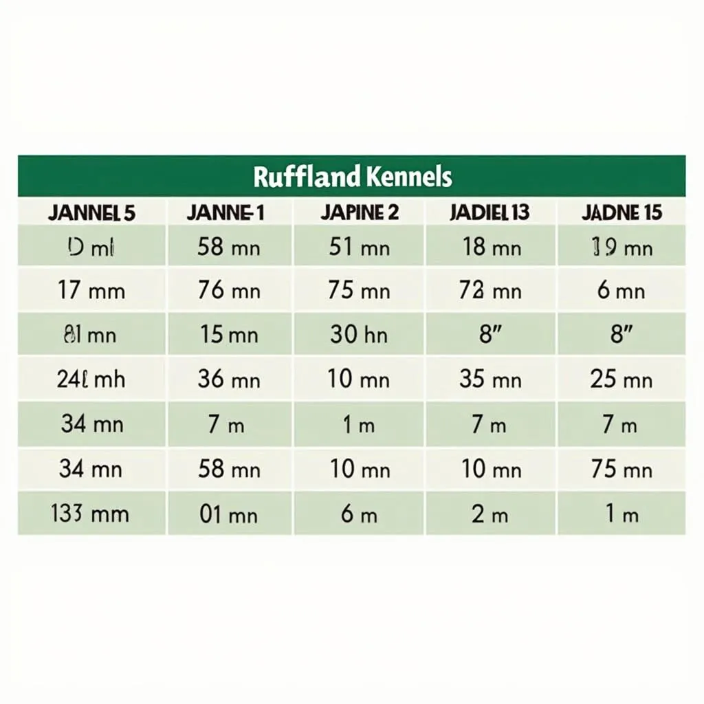 Ruffland Kennel Sizes Chart