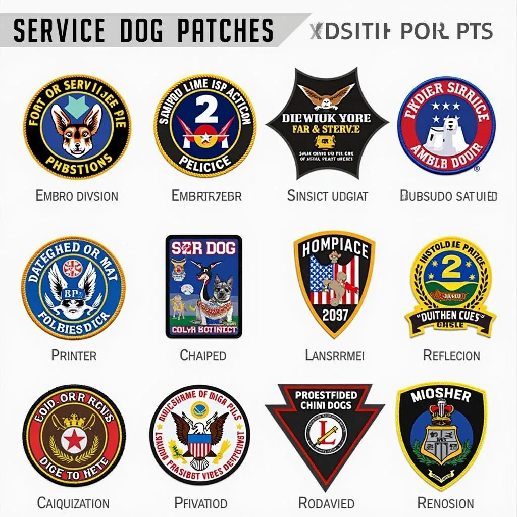 Service dog patches with velcro for various needs