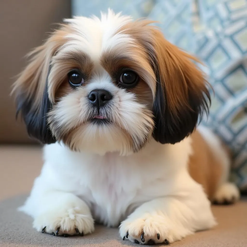 Shih Tzu dog with puffy coat