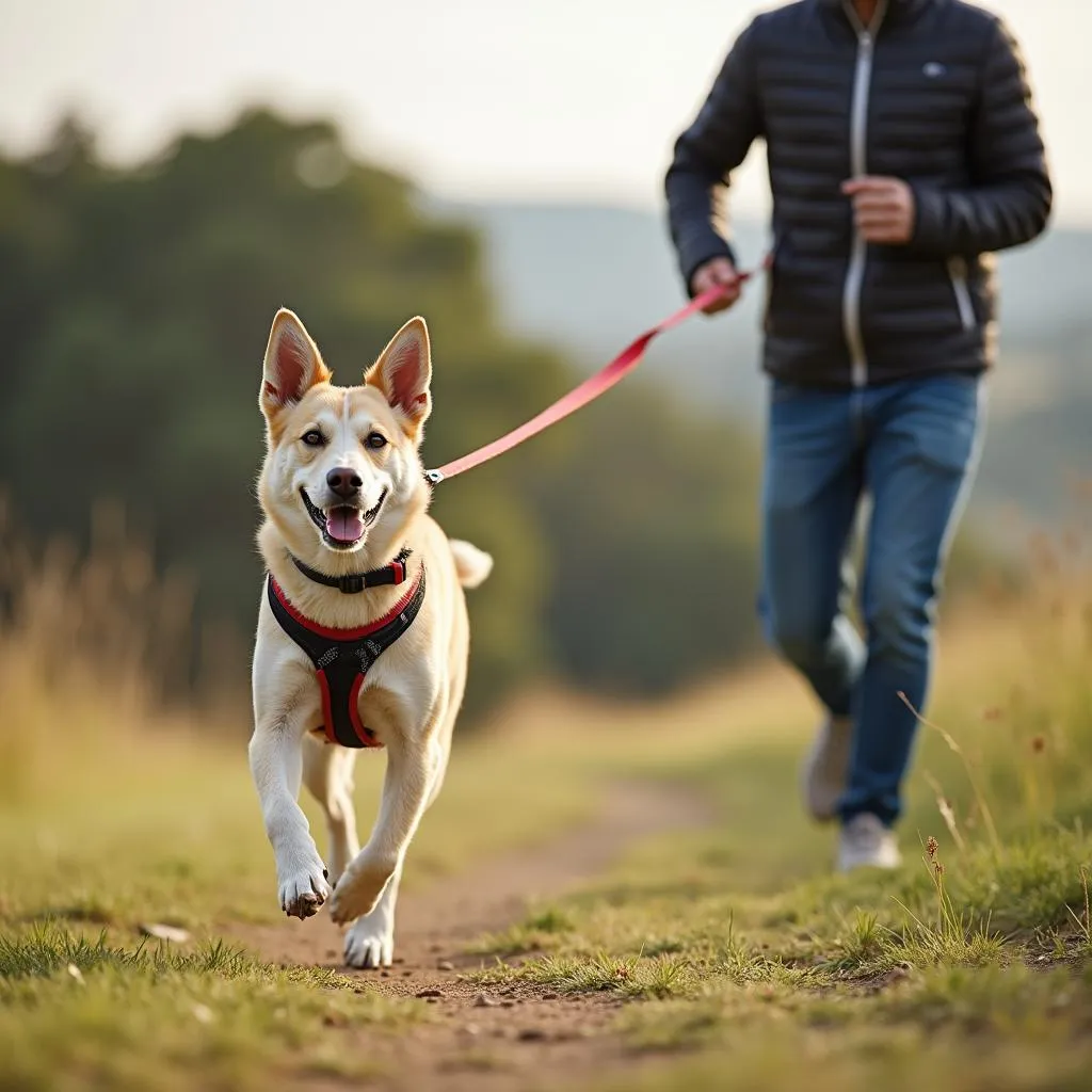 Shoulder dog lead for running