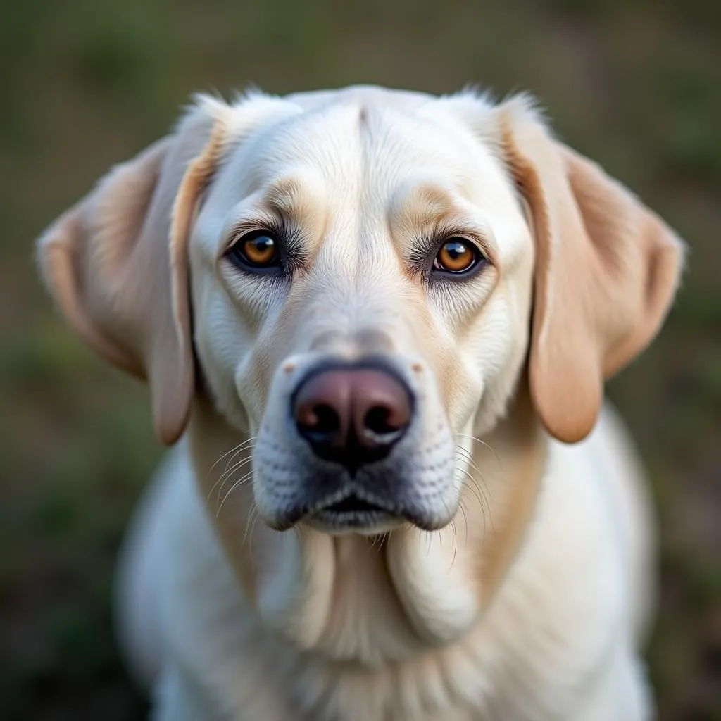 Silver Lab hunting dog portrait