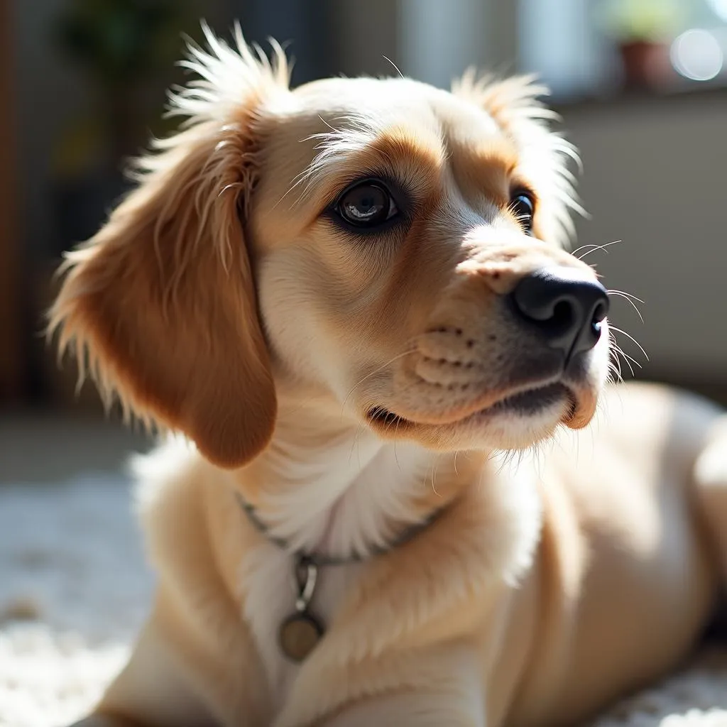 Dog healing after skin stapler surgery