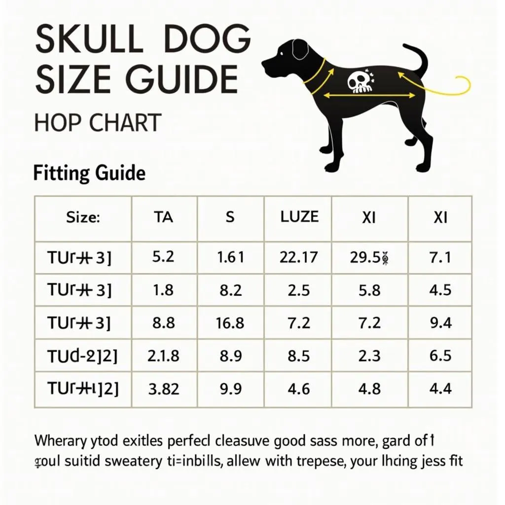 Size chart and fitting guide for skull dog sweaters