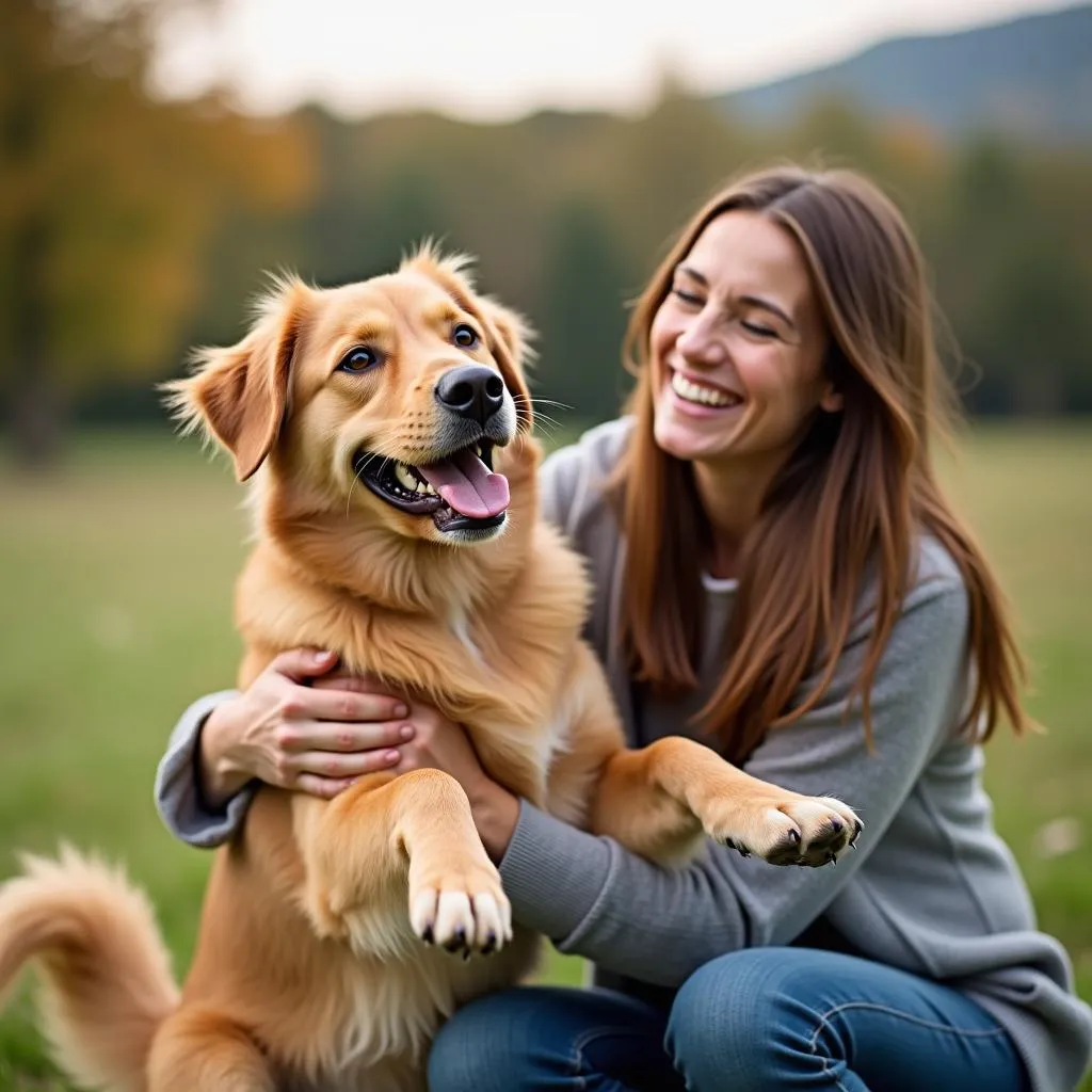 Soul retriever dog guide image: A dog happily playing with their owner.