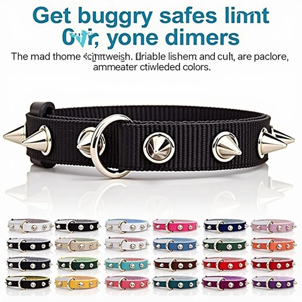 Nylon Spiked Dog Collar for Large Breeds