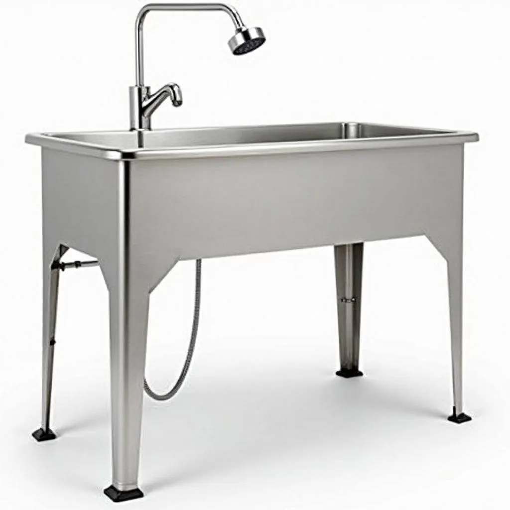 Stainless steel dog grooming tub with adjustable legs