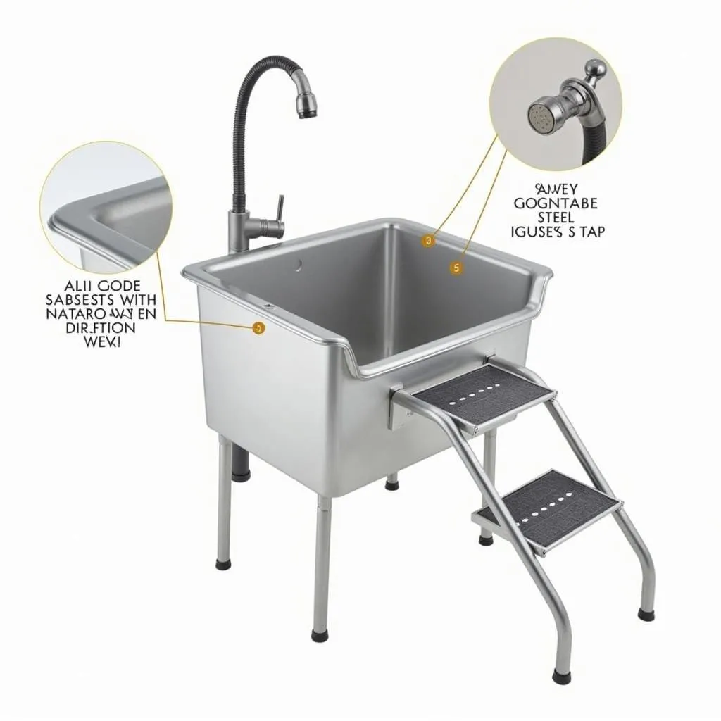 Stainless Steel Dog Tub with Multiple Features