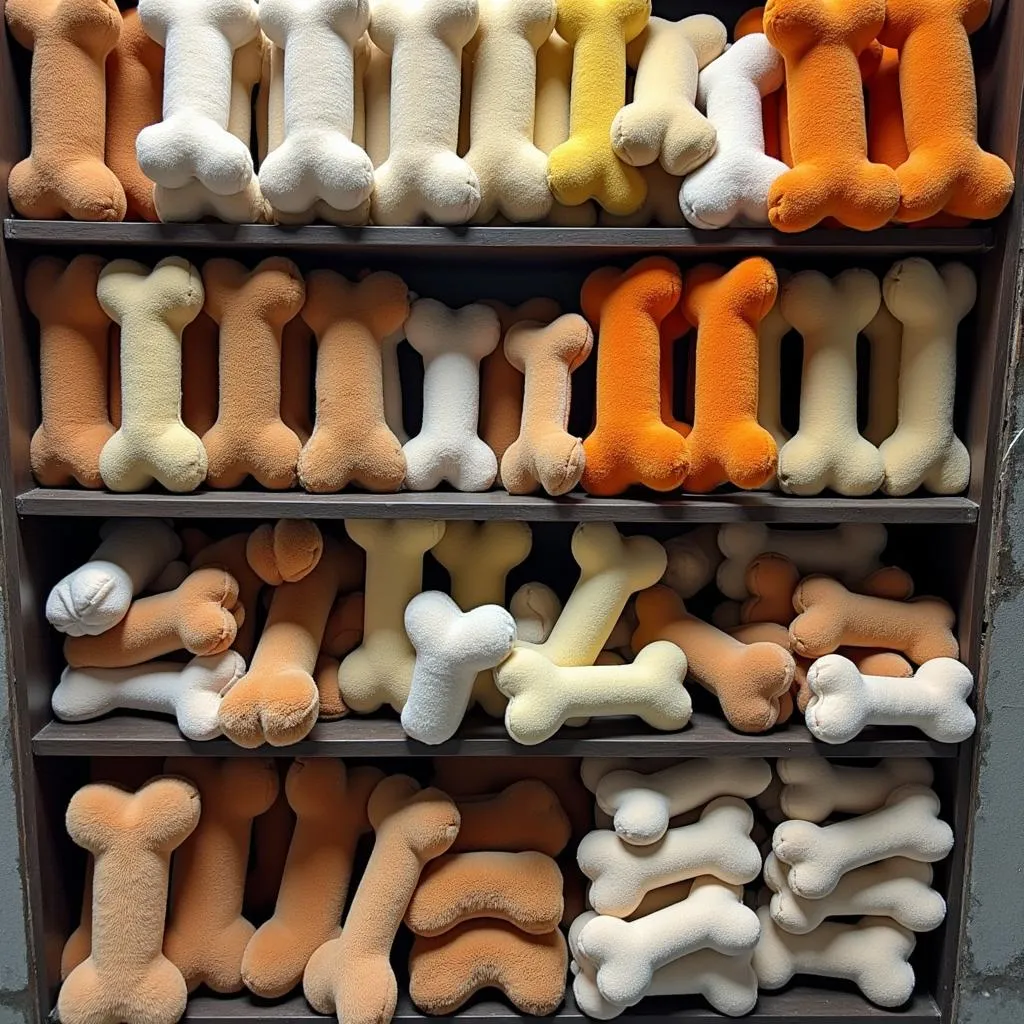 A Variety of Stuffed Dog Bone Toys Available in Hanoi