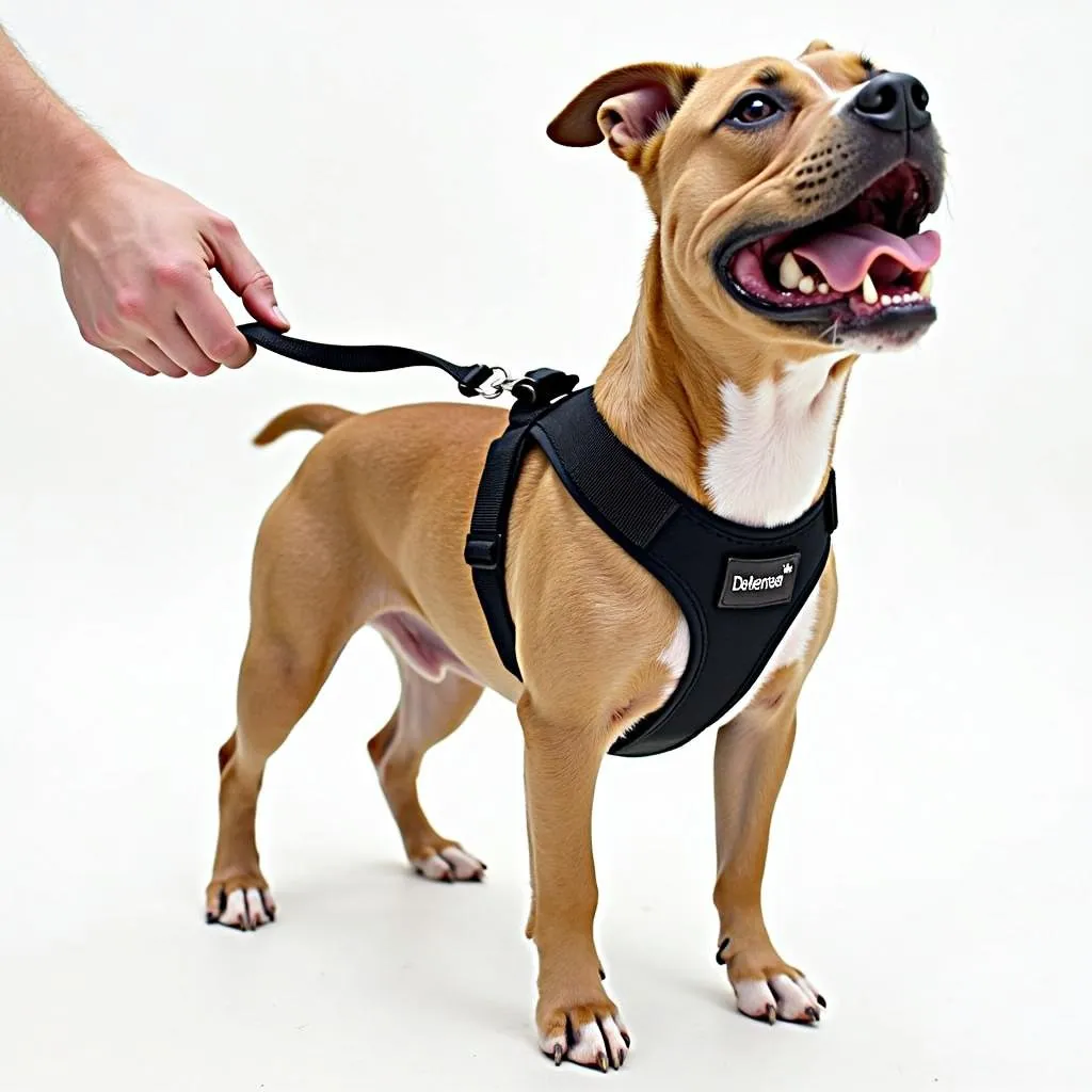 A sturdy dog harness designed specifically for Staffordshire Bull Terriers