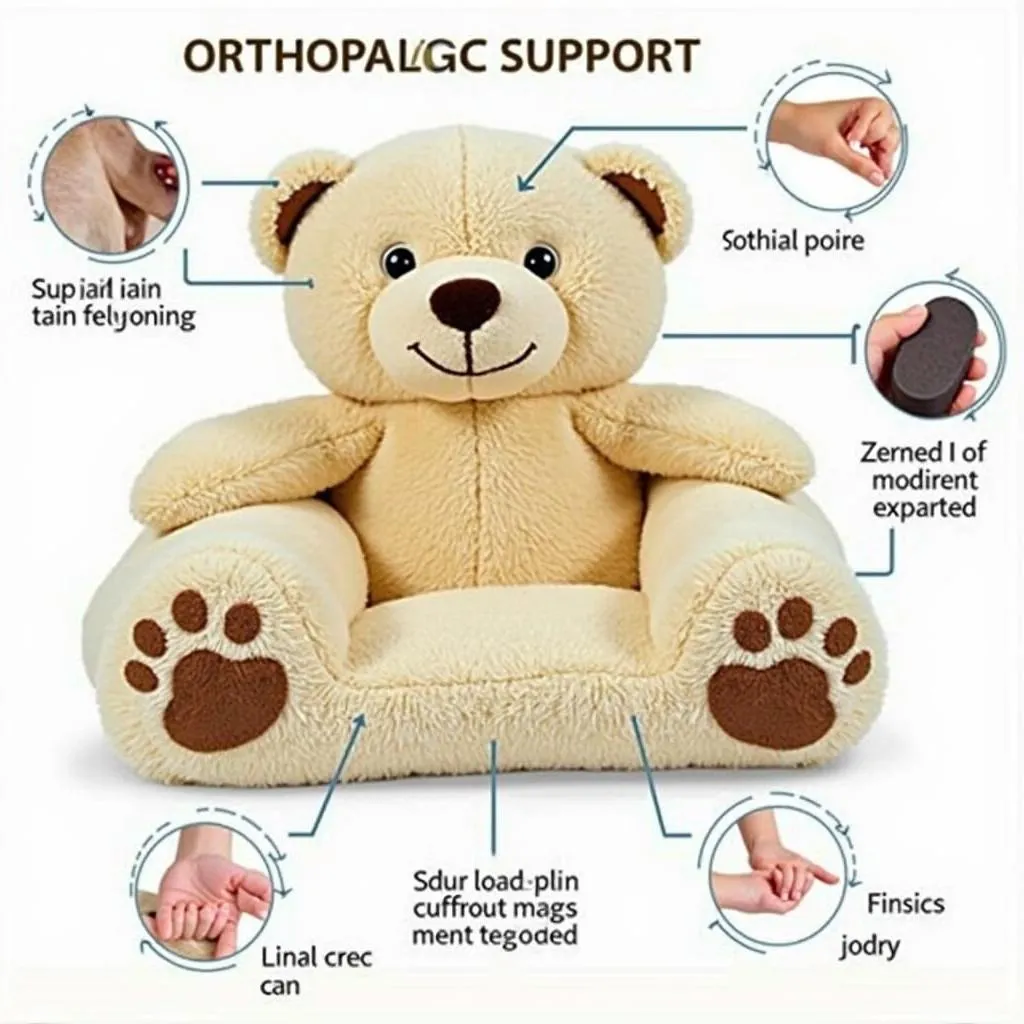 Teddy Bear Dog Bed with Orthopedic Support