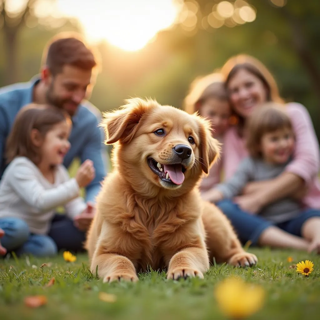 Teddy Bear Dogs playing with children in a loving family environment