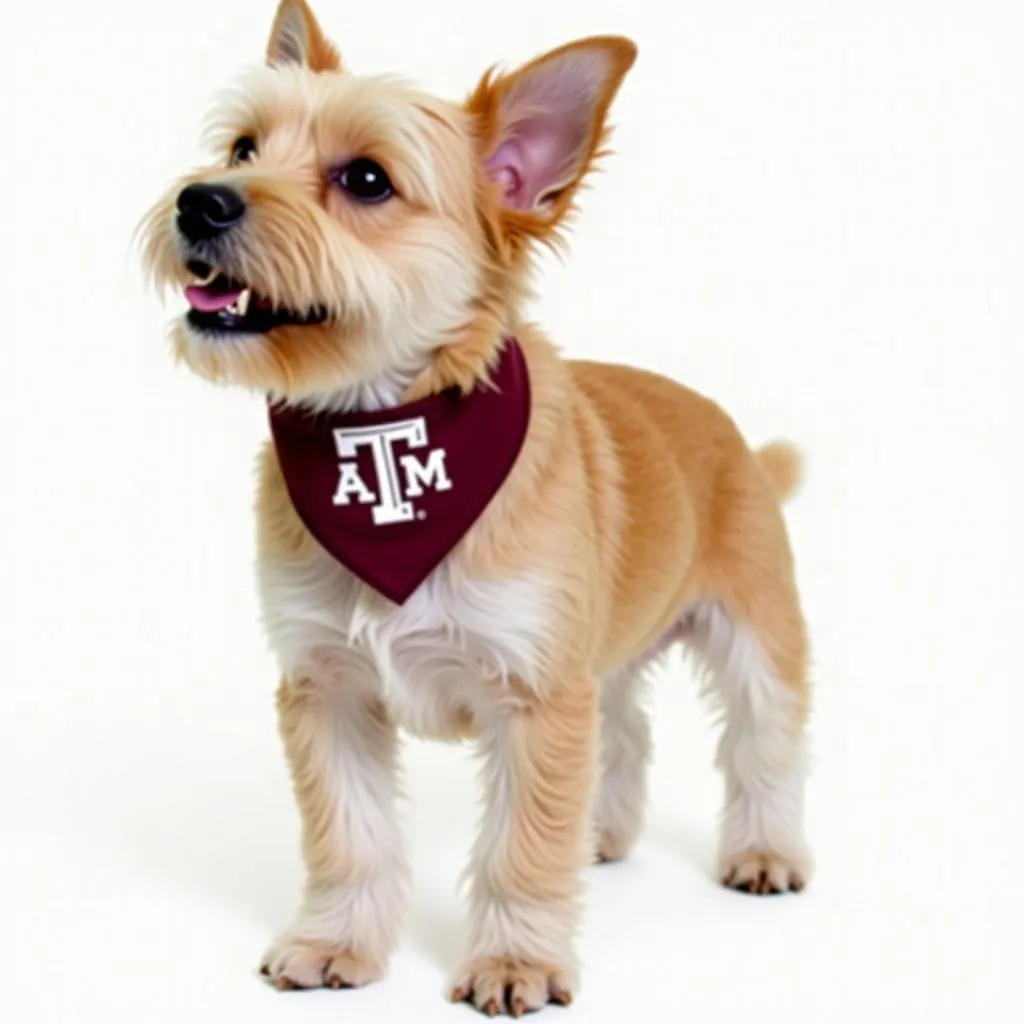 Texas A&M dog bandana on a dog