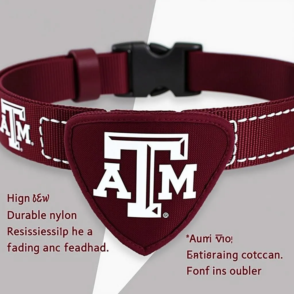 Texas A&M dog collar made from durable nylon material