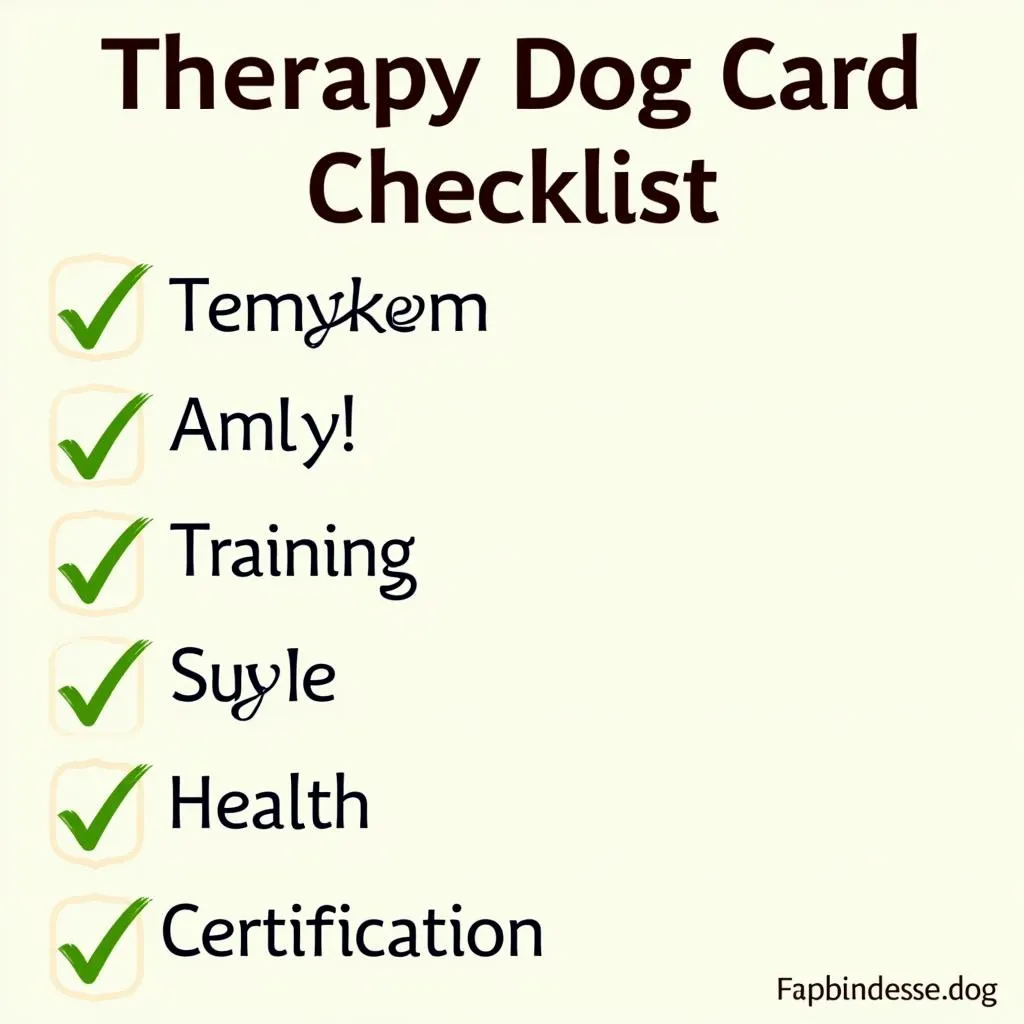 Therapy Dog Card Requirements Checklist