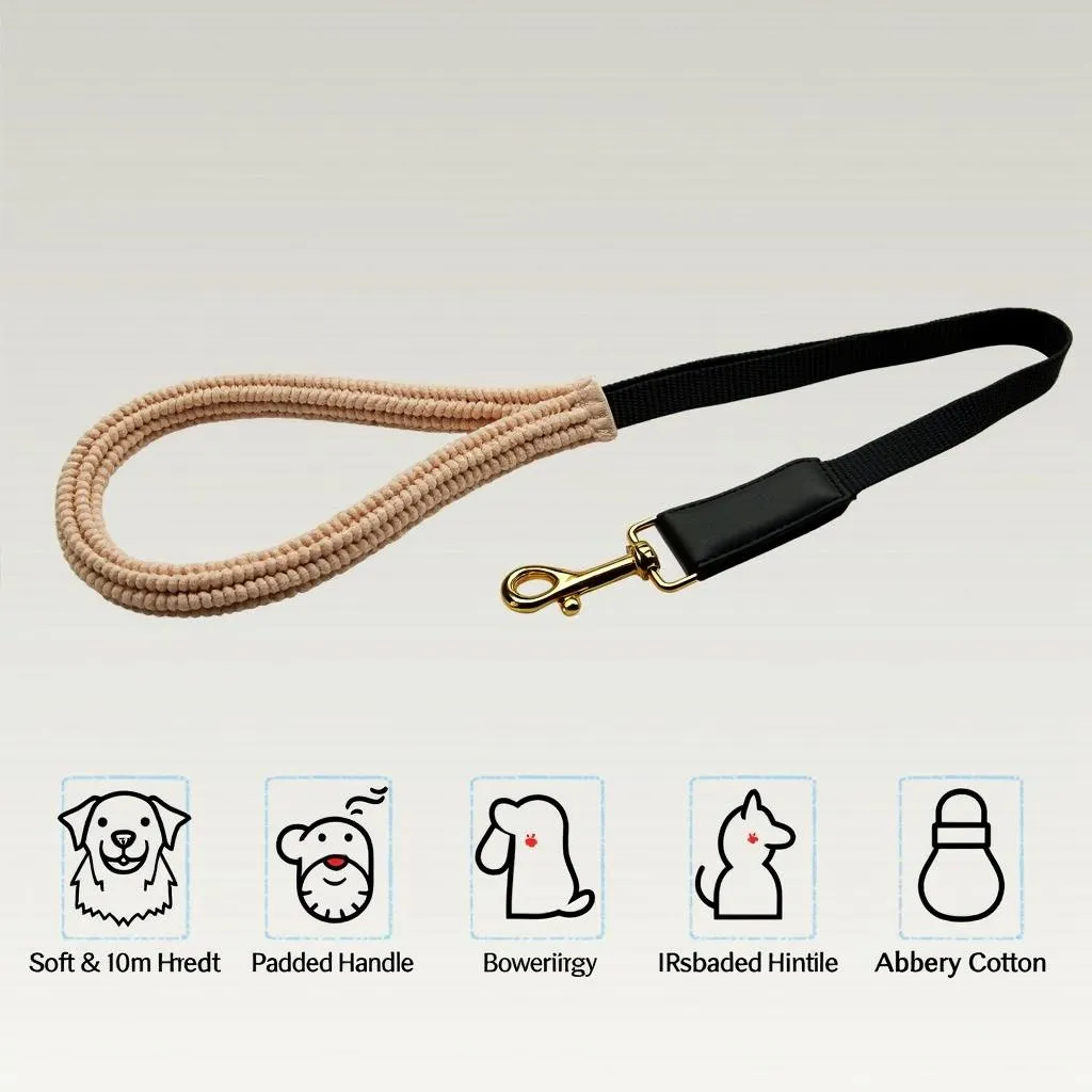 Padded cotton dog leash for small breeds