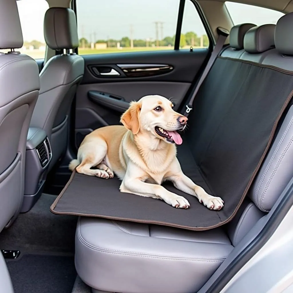 Travel dog mat inside a car