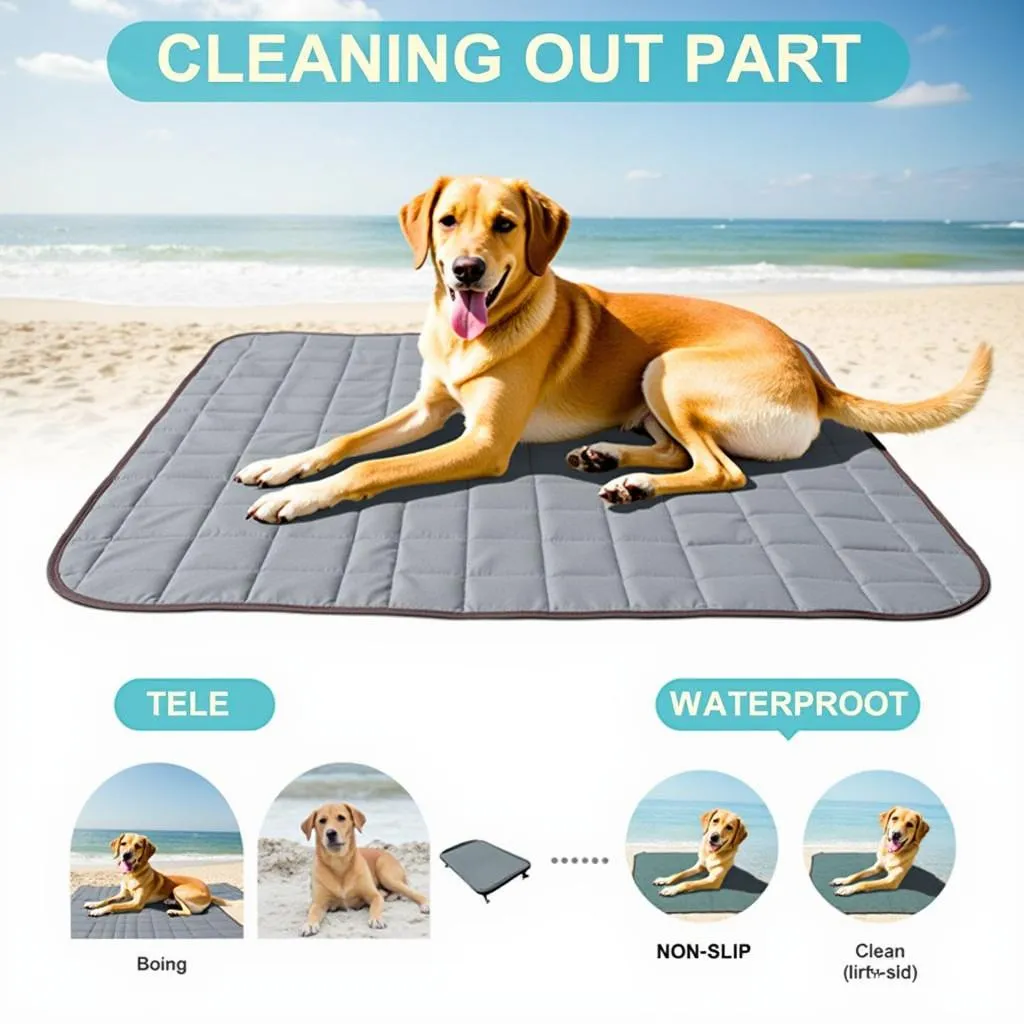 Travel dog mat on a beach