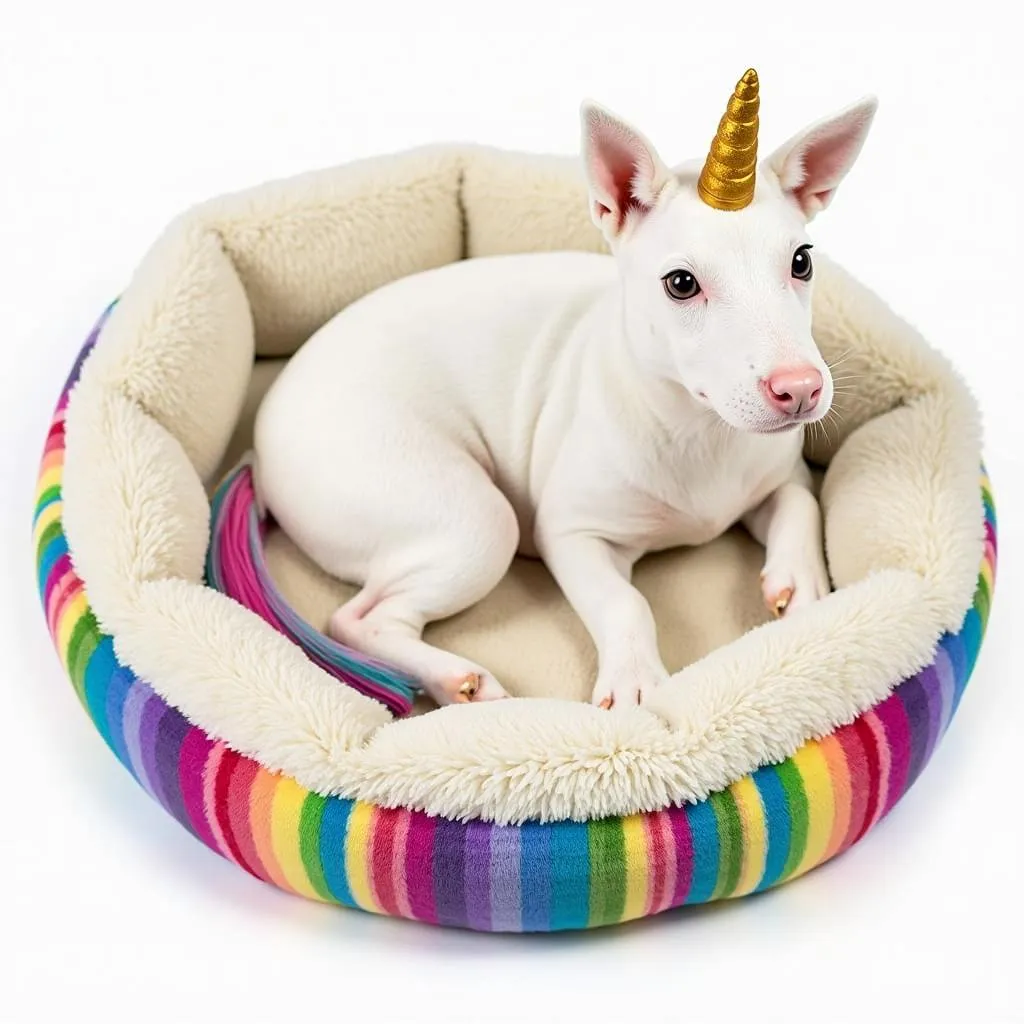 A comfortable and stylish unicorn dog bed for your furry friend