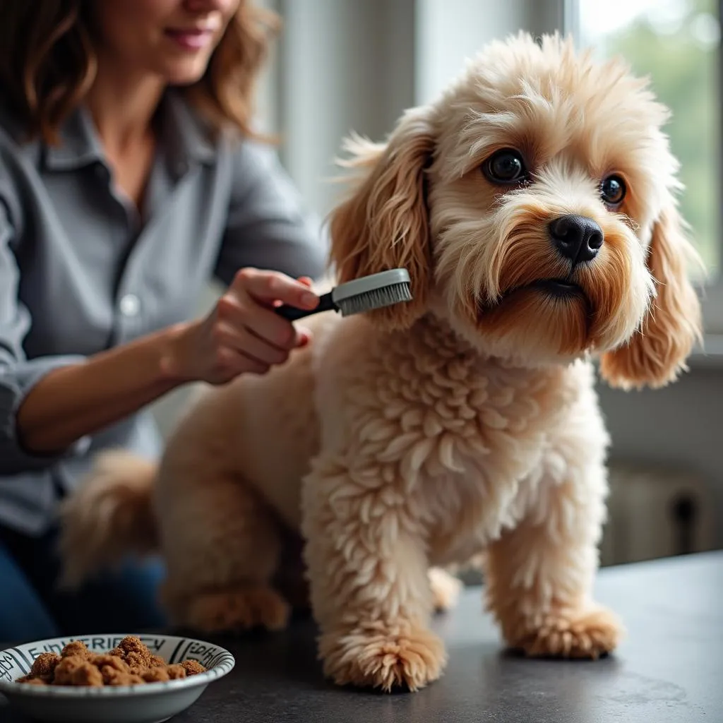 A Vertex Dog Owner Carefully Grooming Their Dog