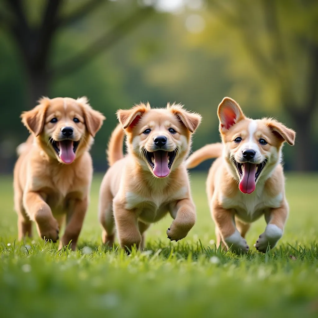 Cute Vertex Dog Puppies Playing in the Park