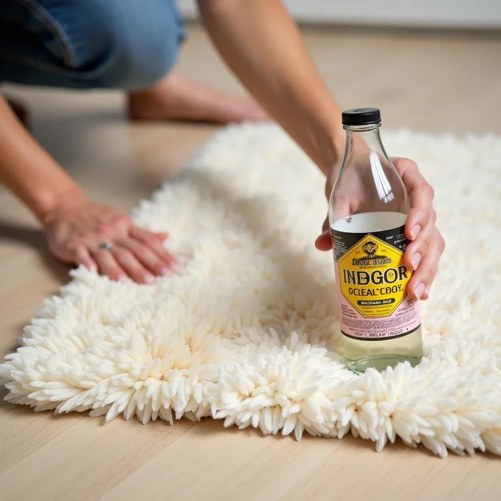 Cleaning dog pee from a wool rug with vinegar