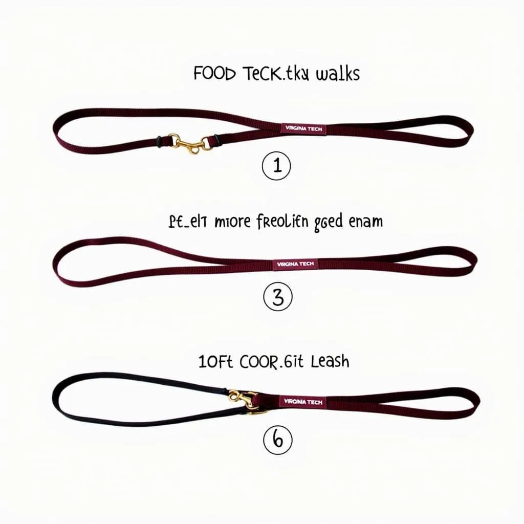 Virginia Tech dog leash in different lengths