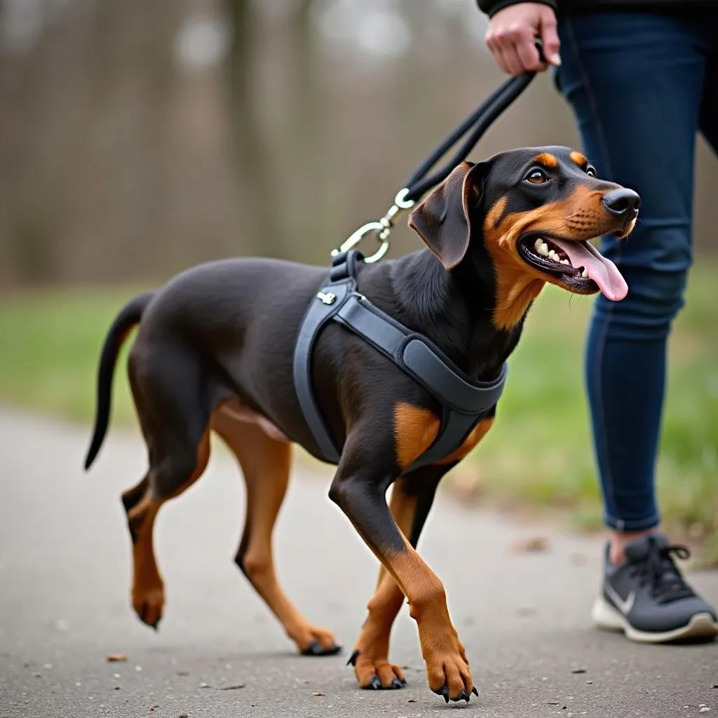 Weiner dog harness walk