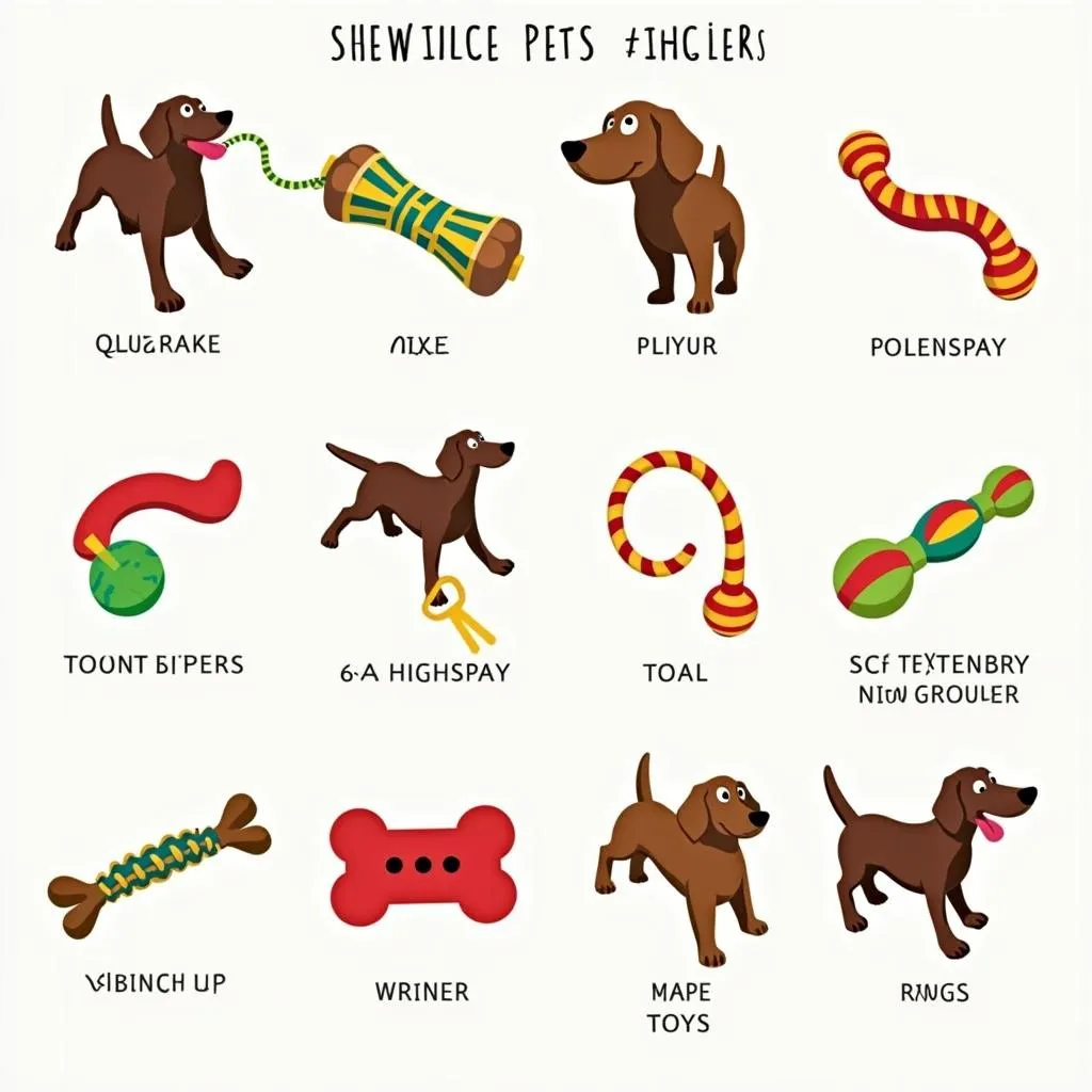 Variety of weiner dog toys displayed on a shelf