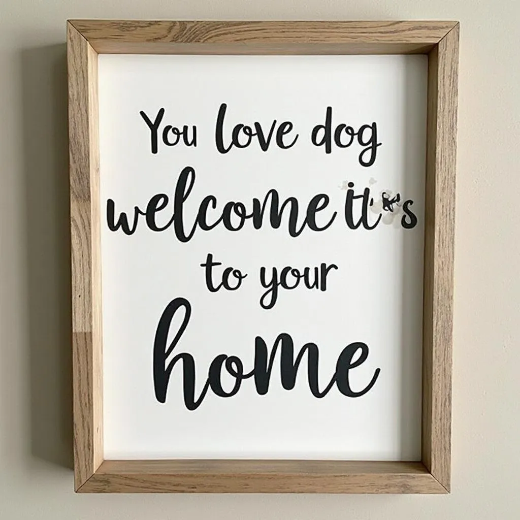 Welcome dog sign for the home, a sign of love for dogs