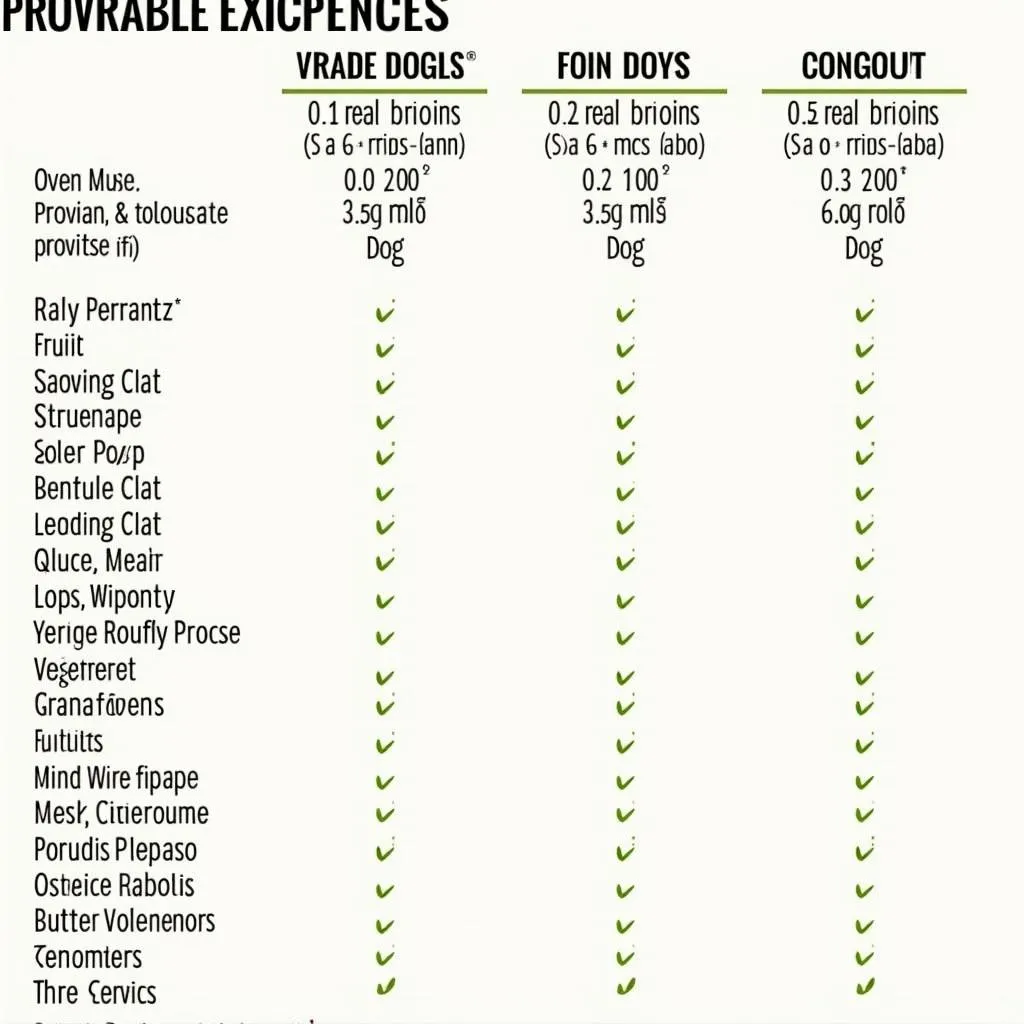 Wet Noses dog food ingredients list for various formulas.