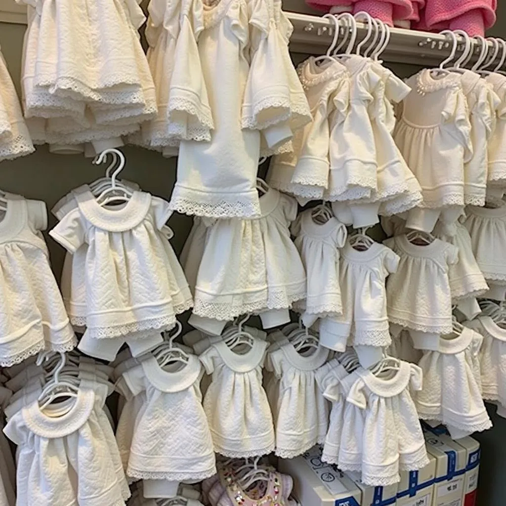 Selecting the perfect white dog dress at a local pet store