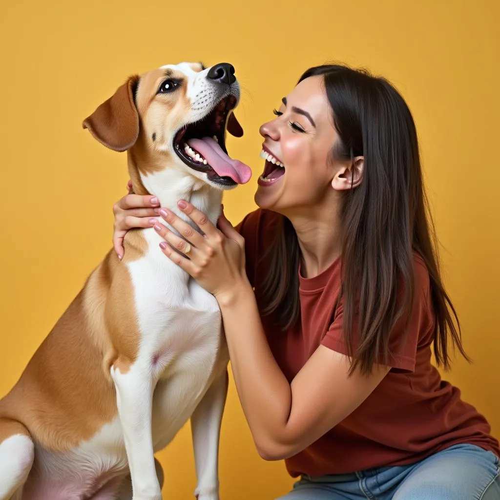 Wife and Dog Sharing a Funny Moment