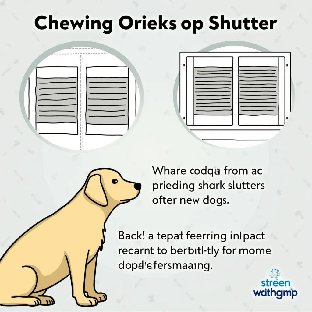 Dog chewing on window shutters potential safety hazards